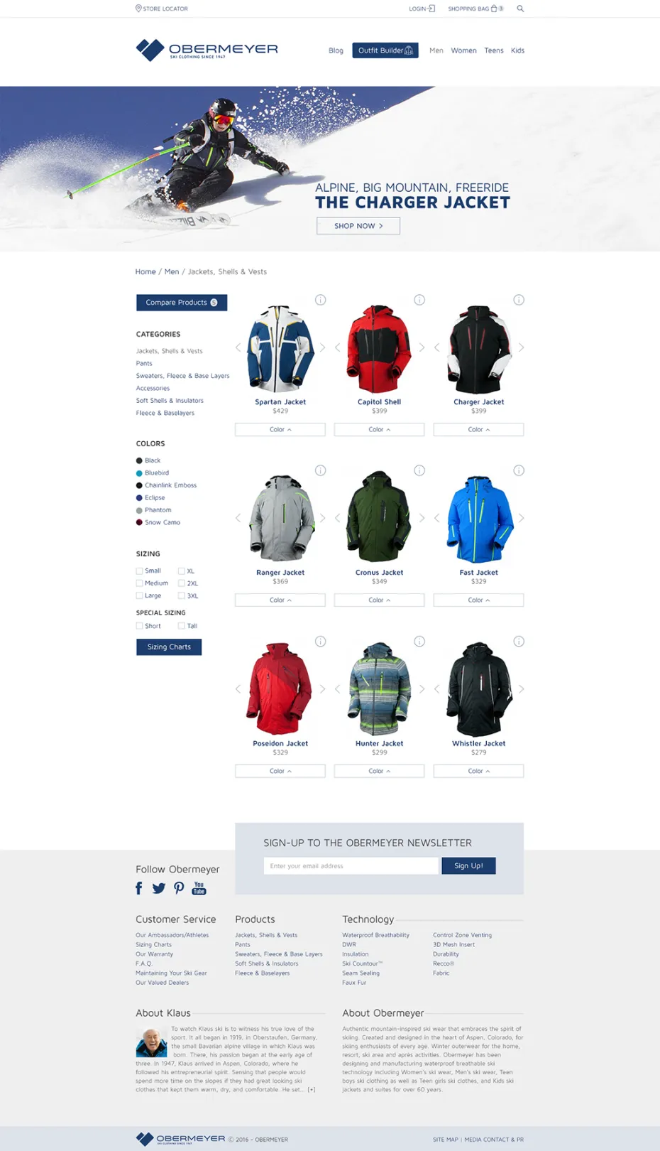 Obermeyer Ecommerce Website_Product Page