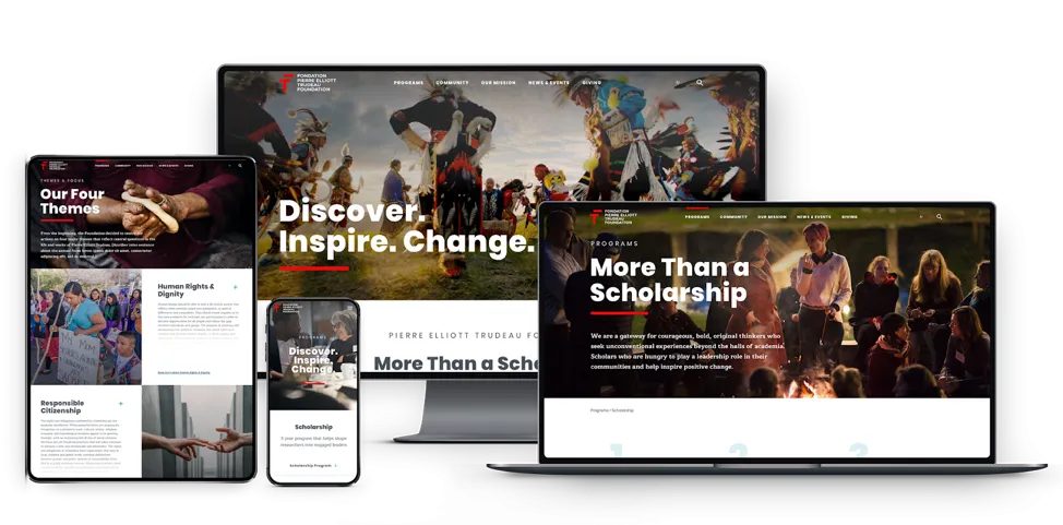Pierre Elliot Trudeau Foundation desktop and mobile interfaces 
