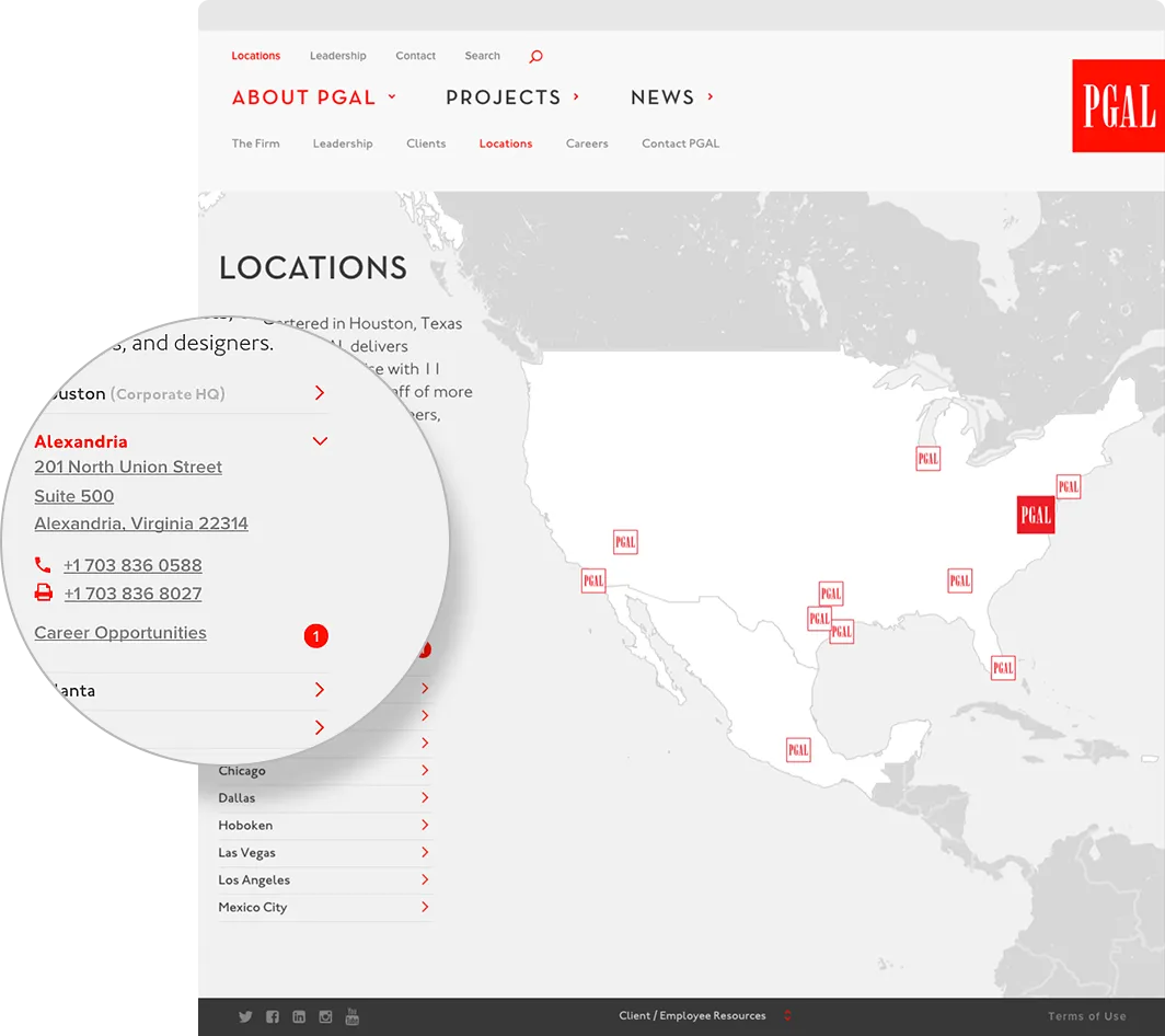 PGAL Locations page