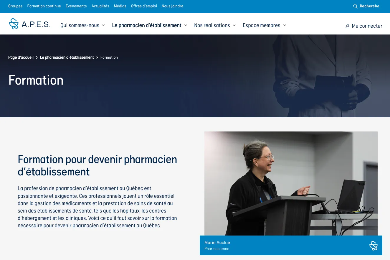 A sample page of the website