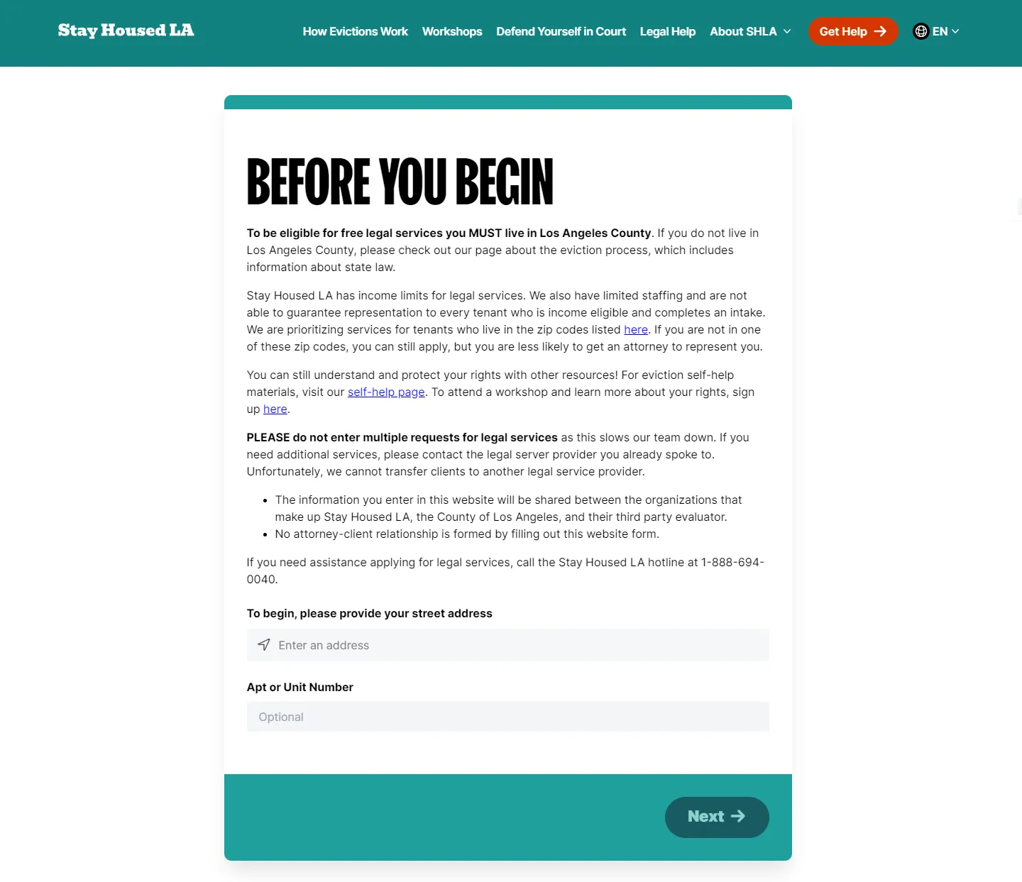 SHLA Get Help Page