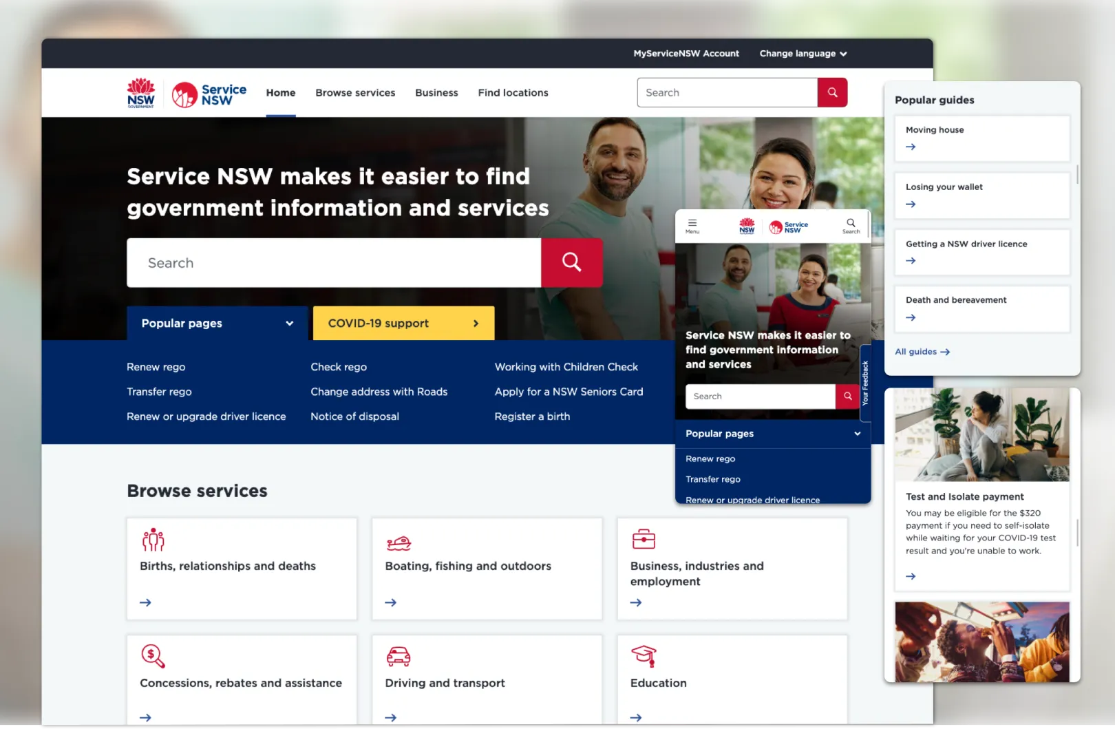 Service New South Wales Homepage