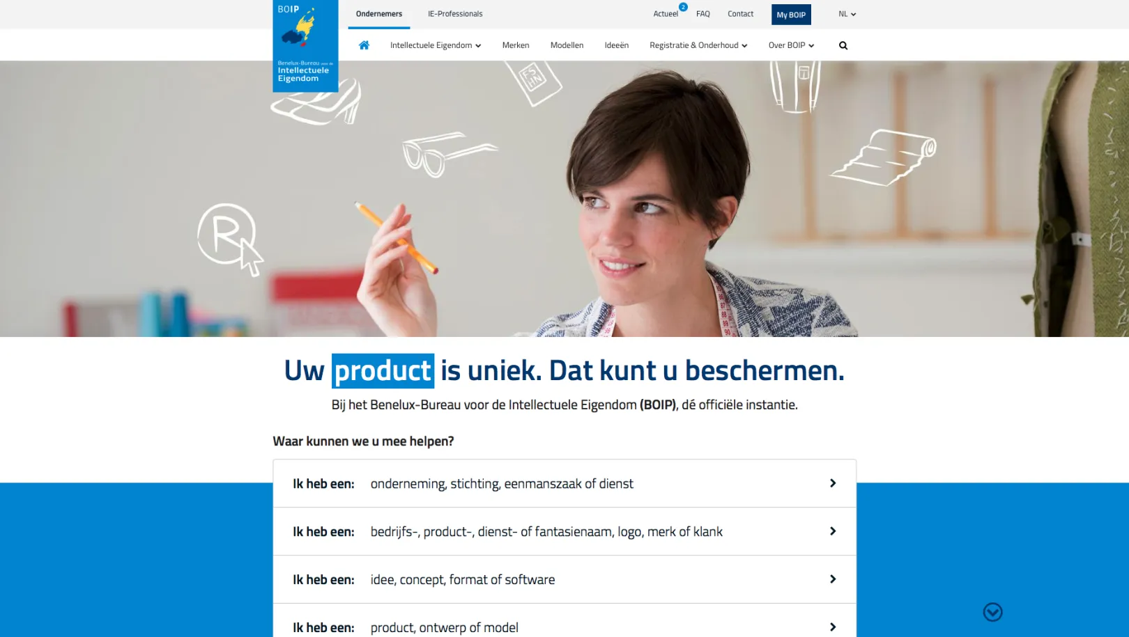 screenshot of the BOIP site