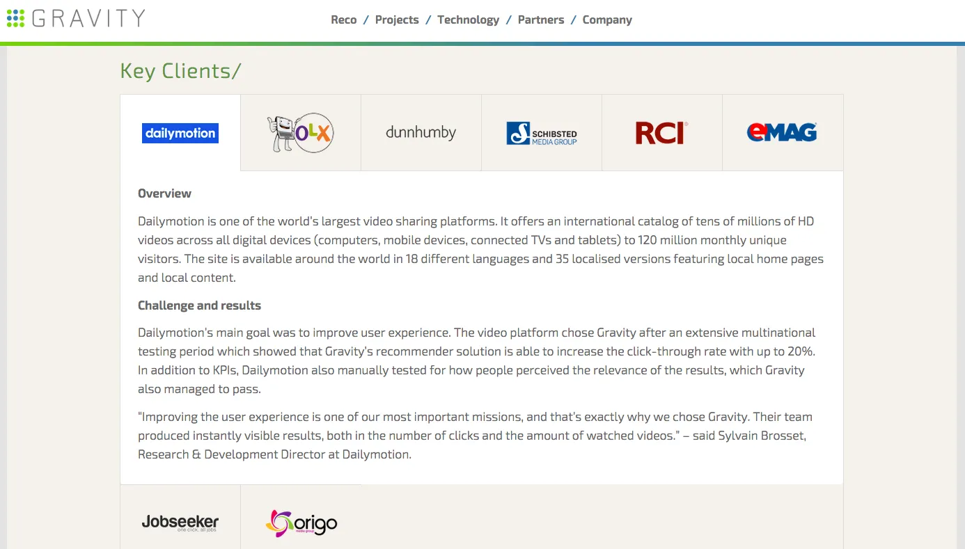 gravityrd.com custom tab navigation by BRAINSUM