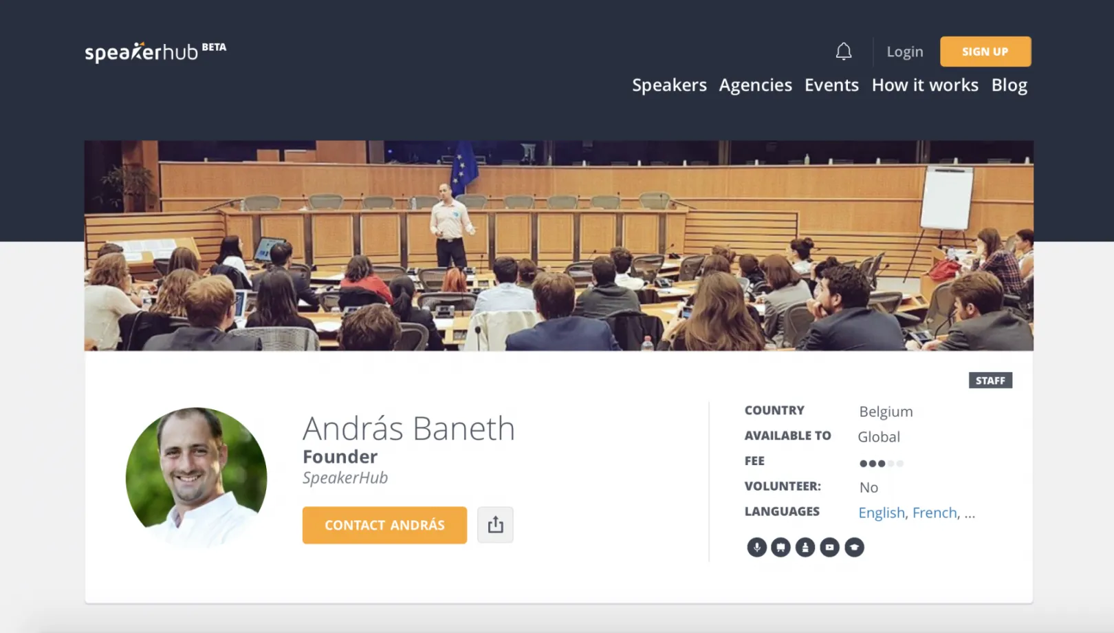 Profile page