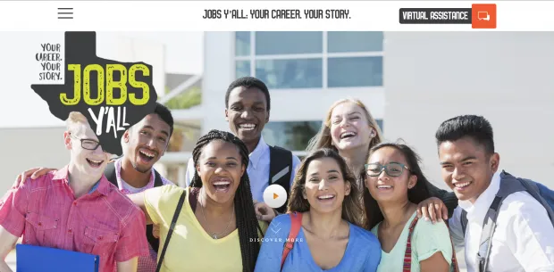 Image of the homepage of Jobs Y'All site