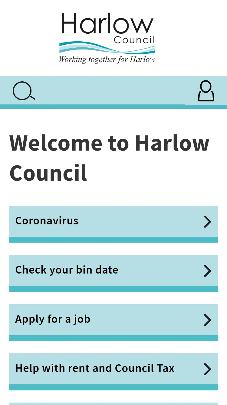 Harlow Council Website Drupal 8 Mobile