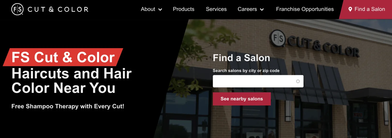 fantastic sams homepage welcome with salon search box