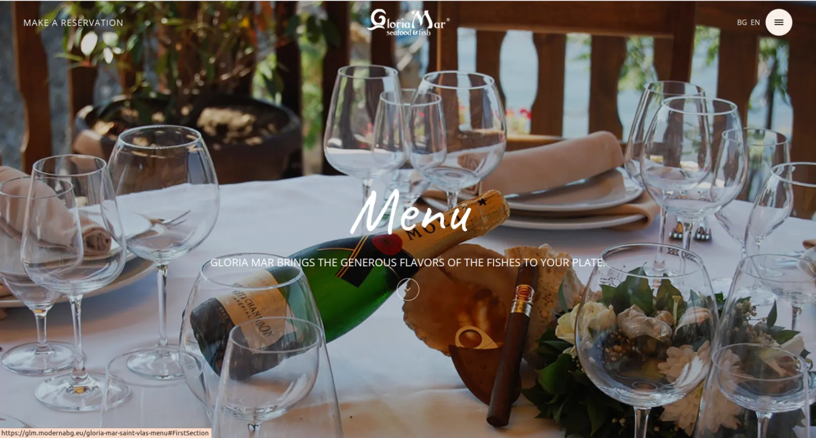 Gloria Mar Menu Page