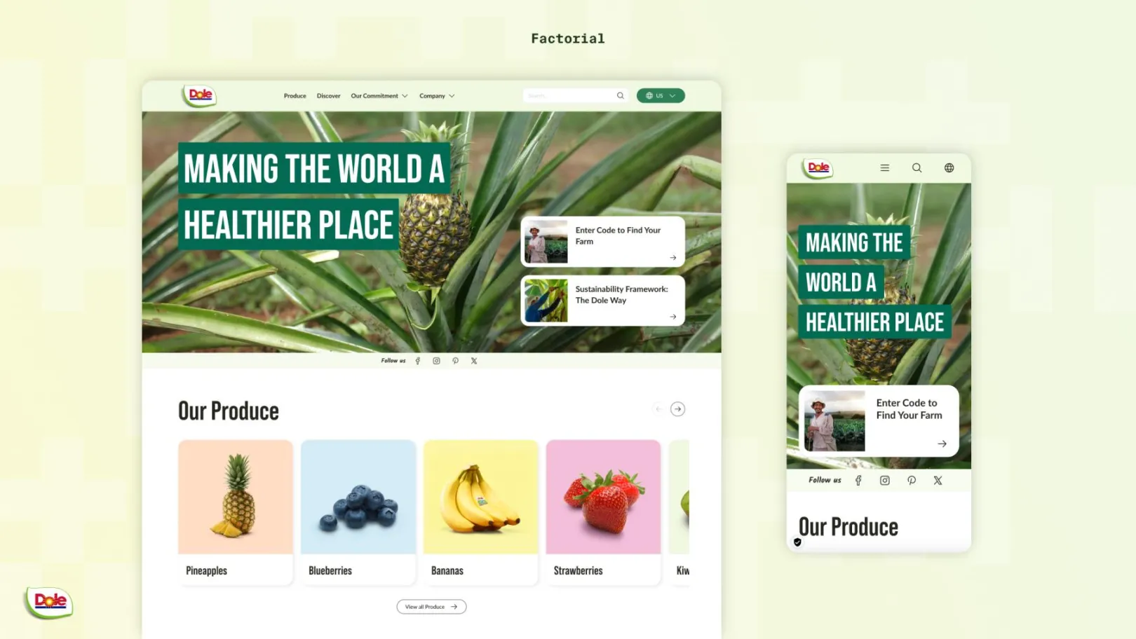 Website of Dole, provided as a mockup