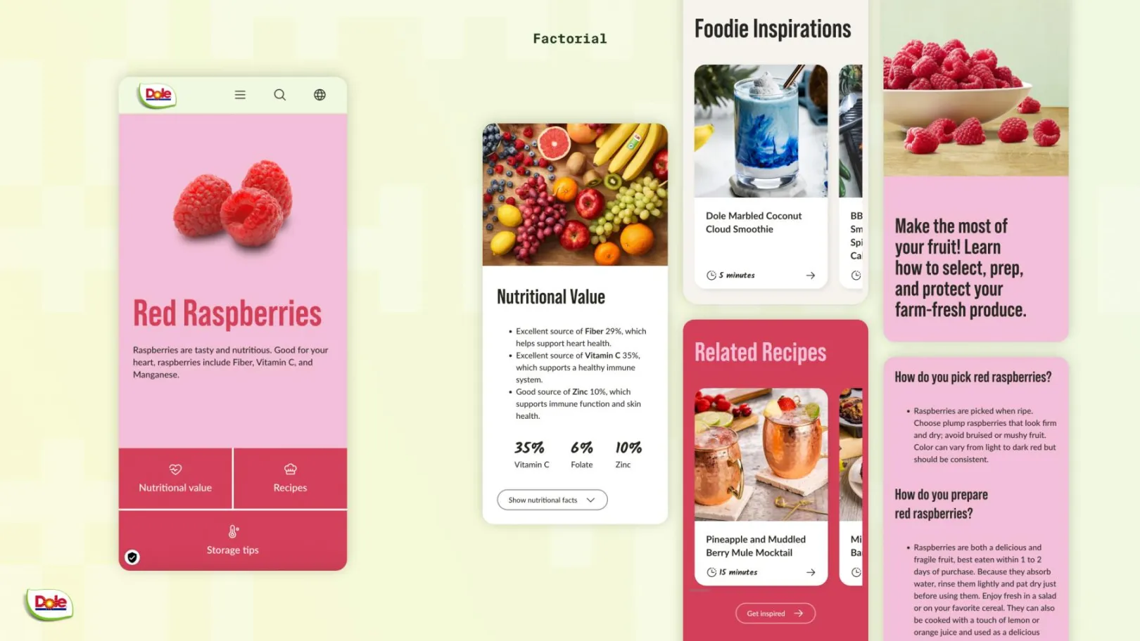 Website of Dole on mobile view, provided as a mockup