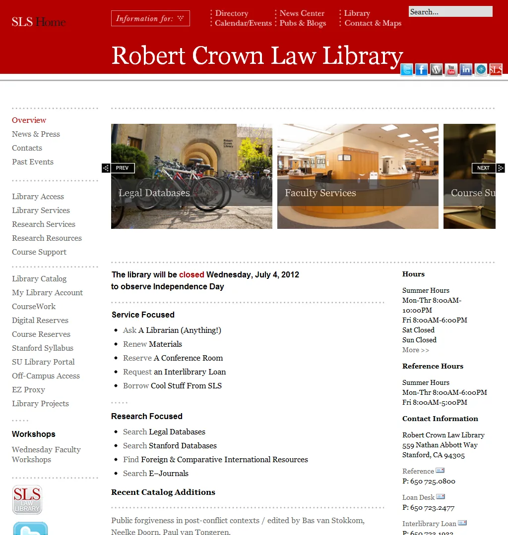 Stanford Law School Robert Crown Library