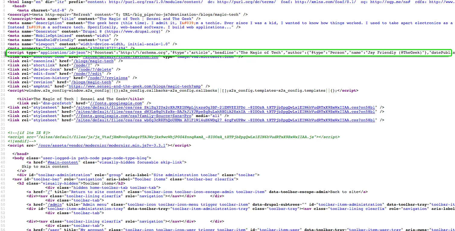 Structured Data provided for search engines