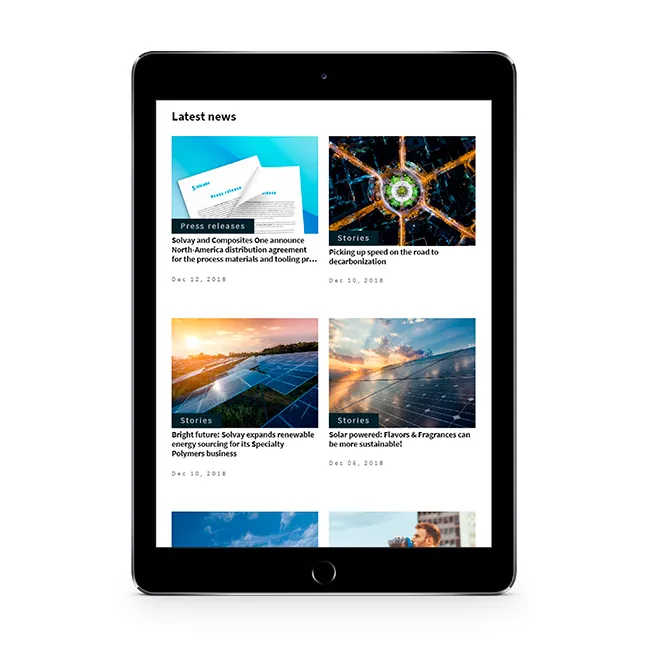 Screenshot of a latest news page in a tablet