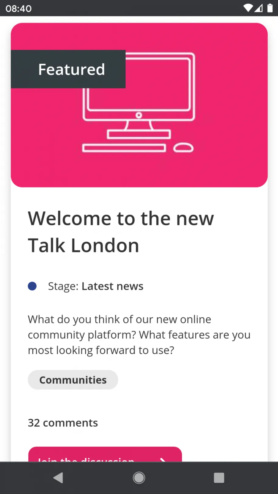 Talk London Mobile Comment Screenshot