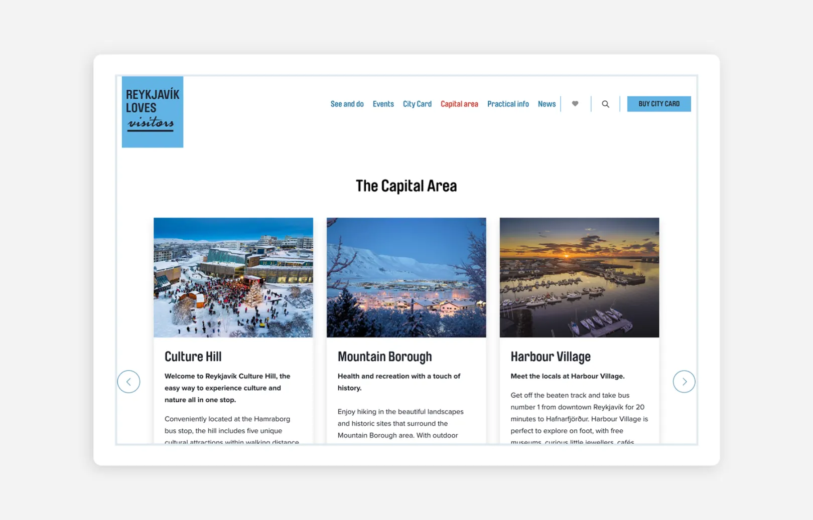 Screenshot from the Visit Reykjavík website 