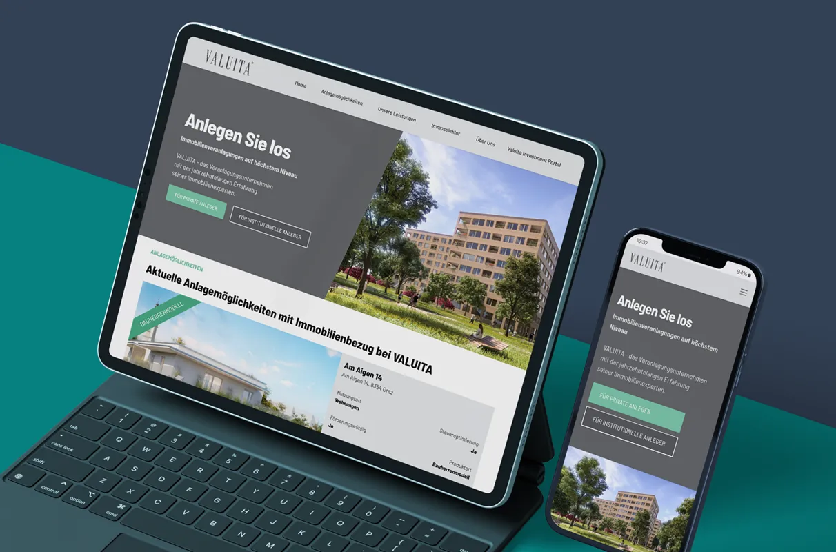 Valuita website cover in desktop and mobile views