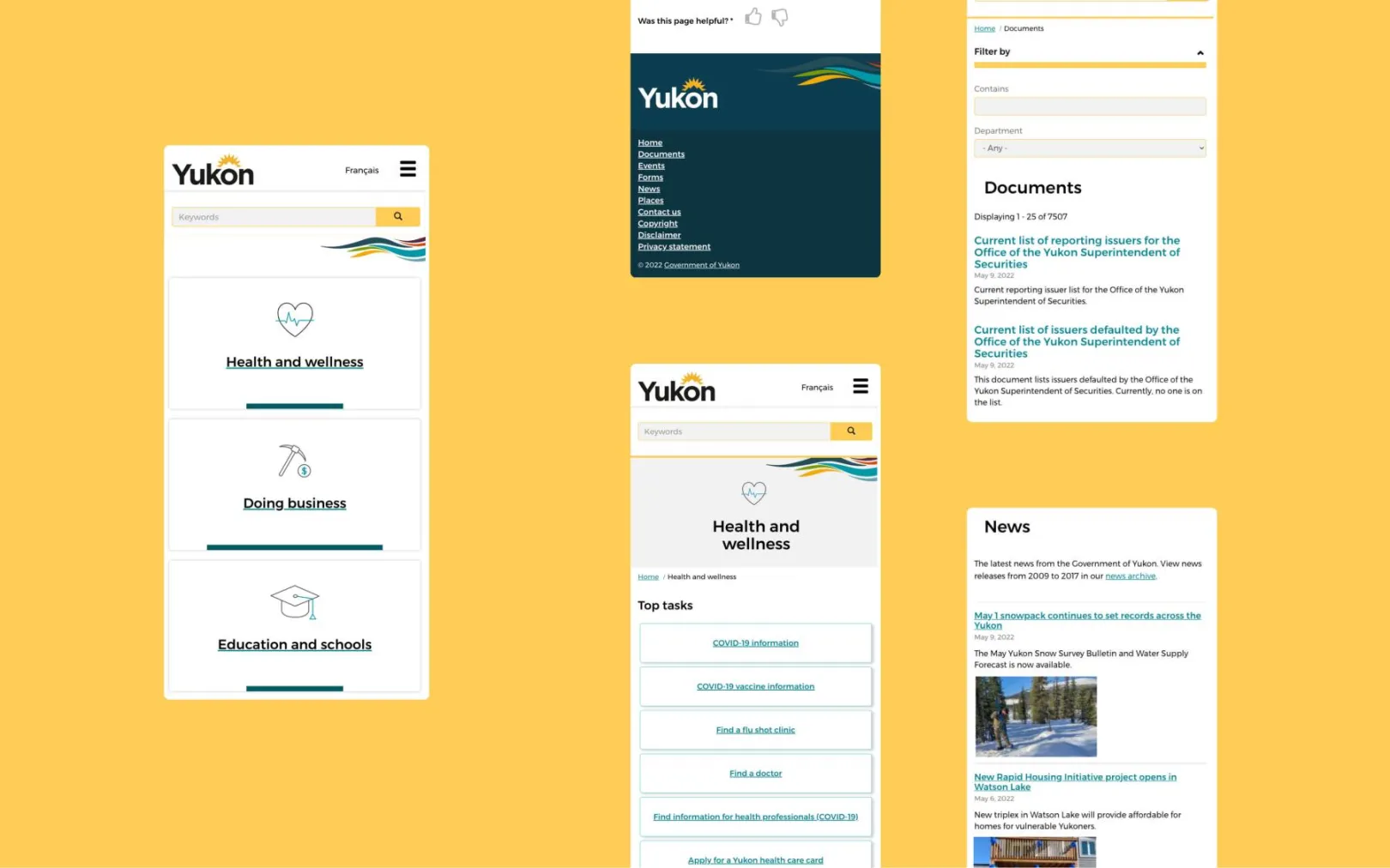 A showcase of Yukon.ca mobile views