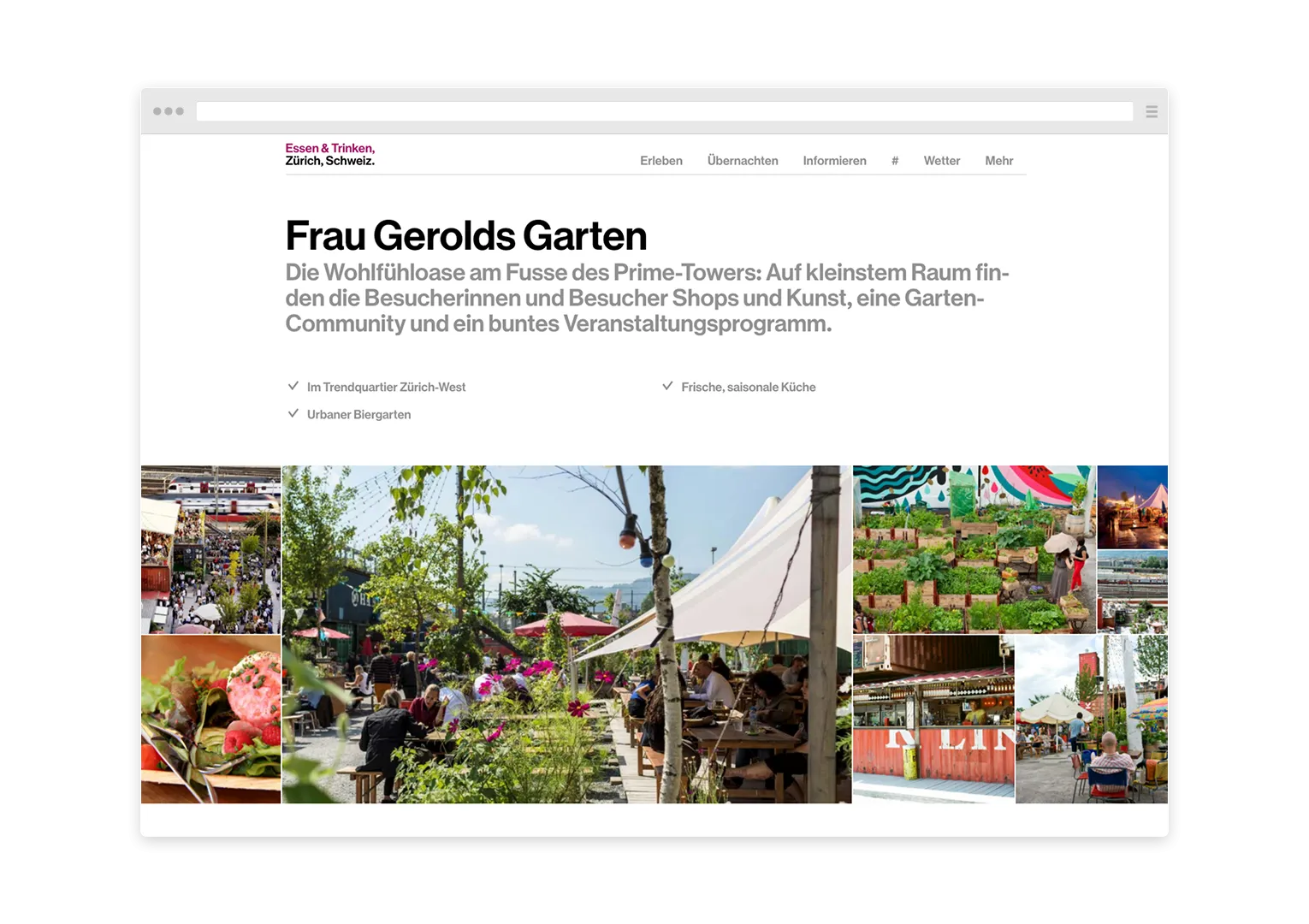 Page to get informed about Restaurants in Zurich