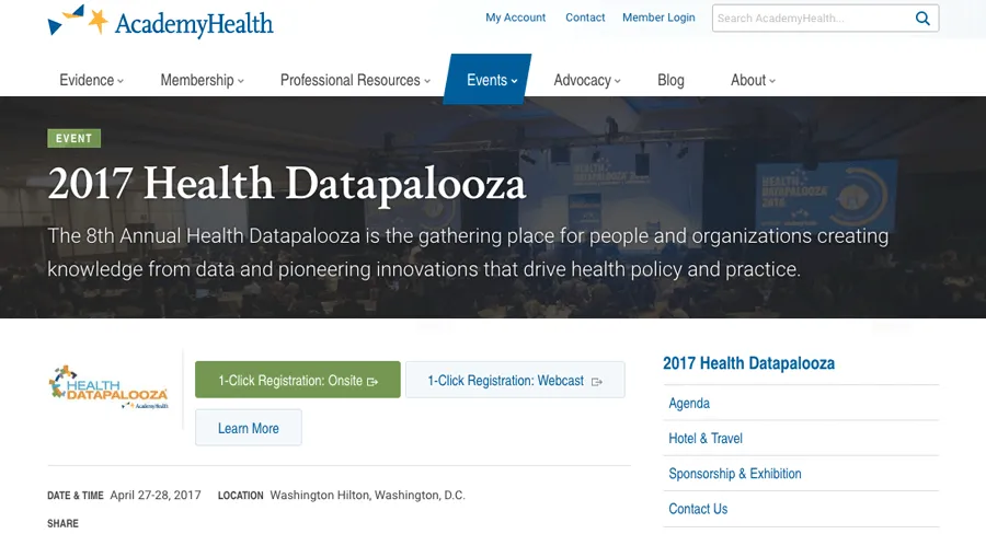 microsite event page