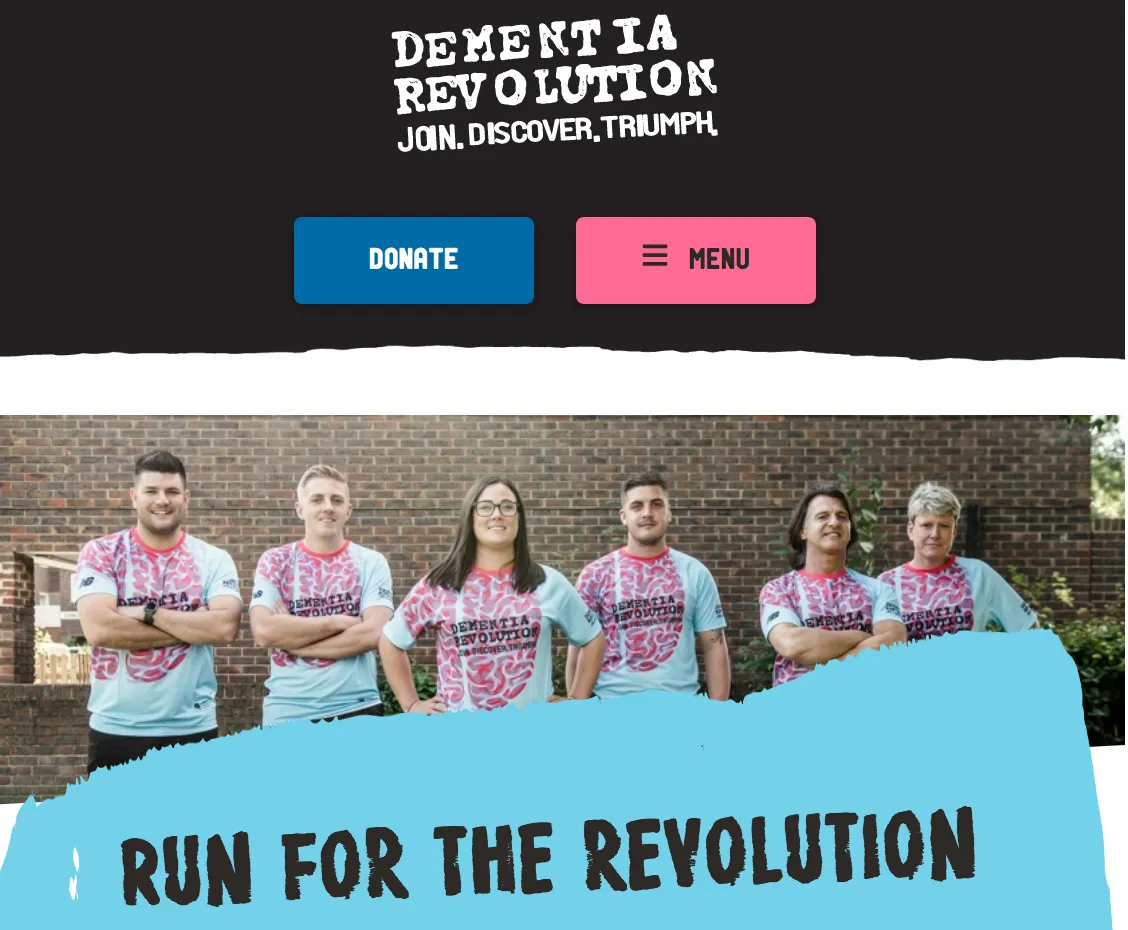 Dementia Revolution homepage in tablet view