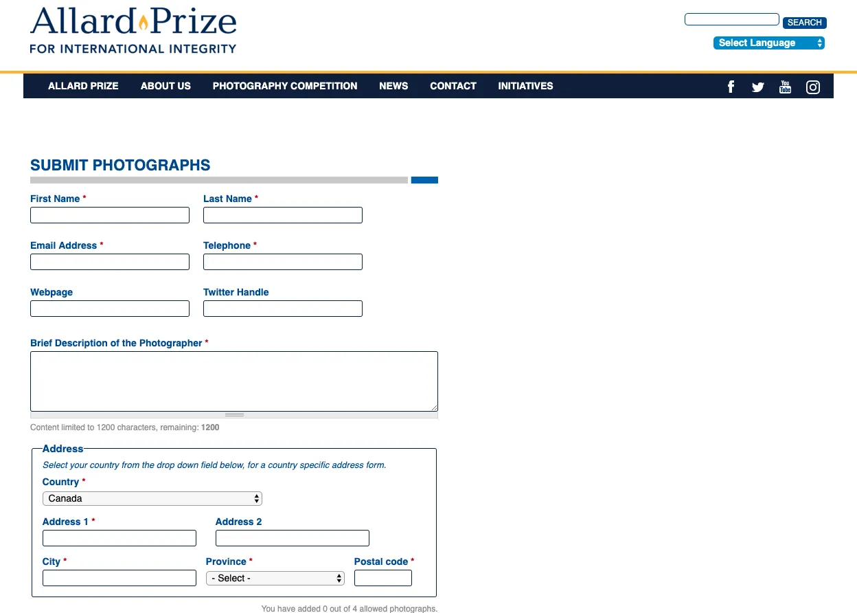 Allard Prize form