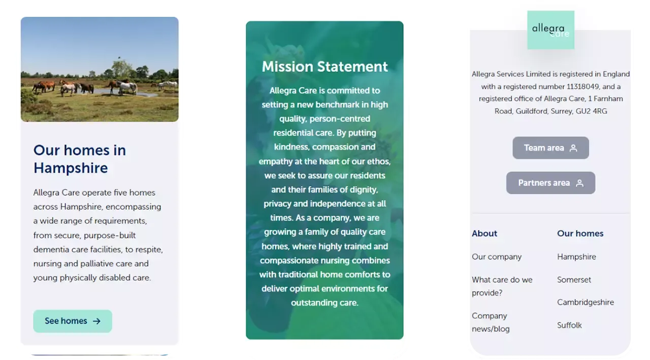 Allegra Care mobile screen shots