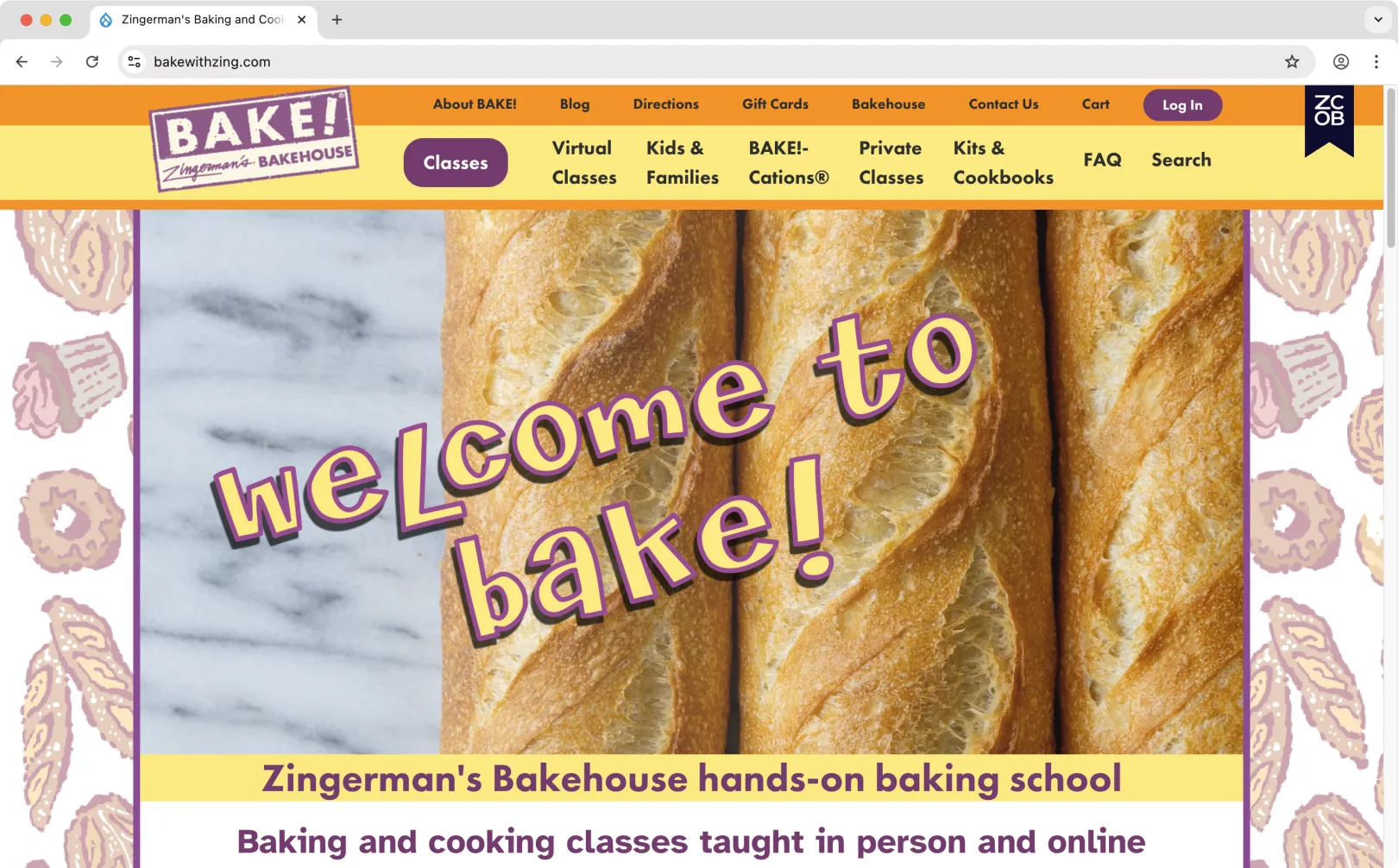 BAKE with Zing website screenshot