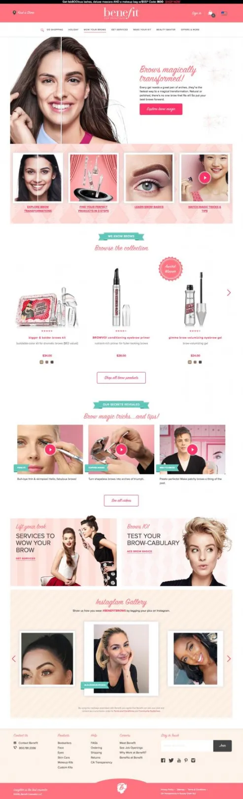 Benefit Cosmetics Wow Your Brows section