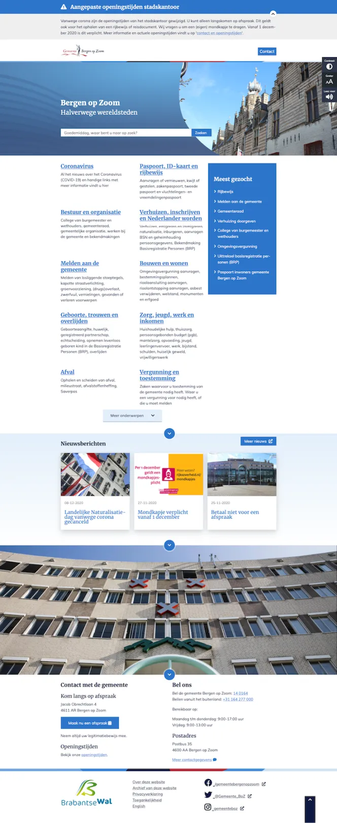 Homepage of customer Bergen op Zoom
