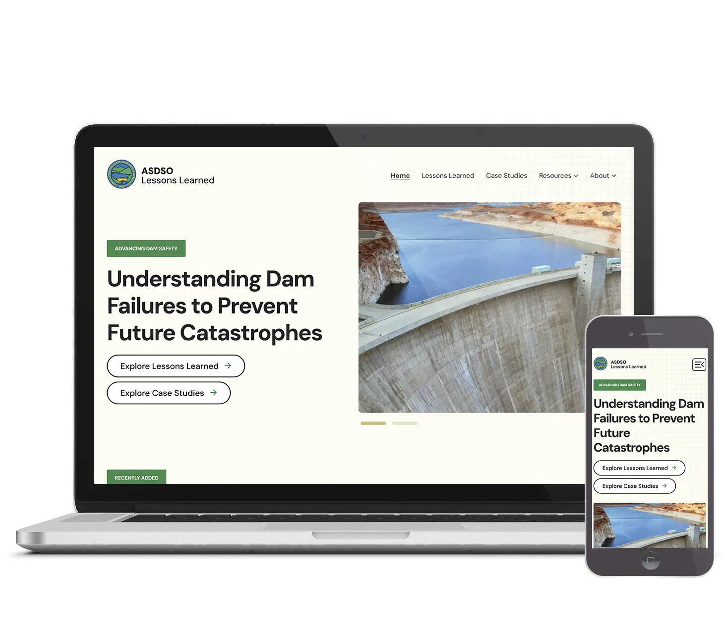 damfailures website on a laptop screen and a mobile device screen