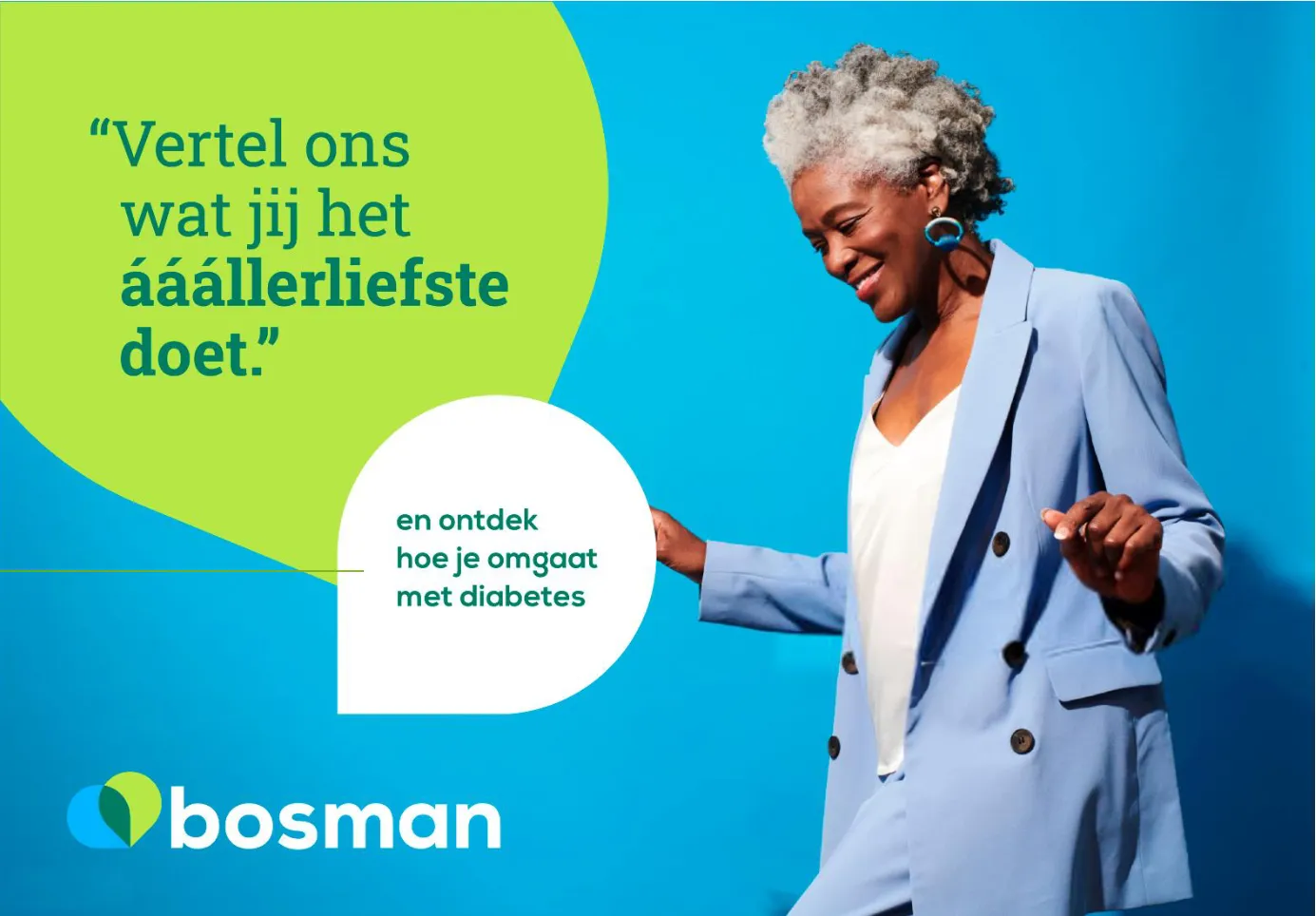 Medior aged woman with dutch text balloons