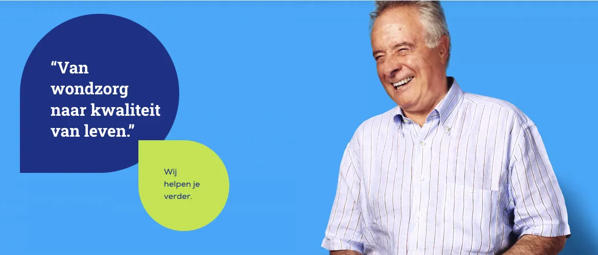 Medior aged man with dutch text balloons