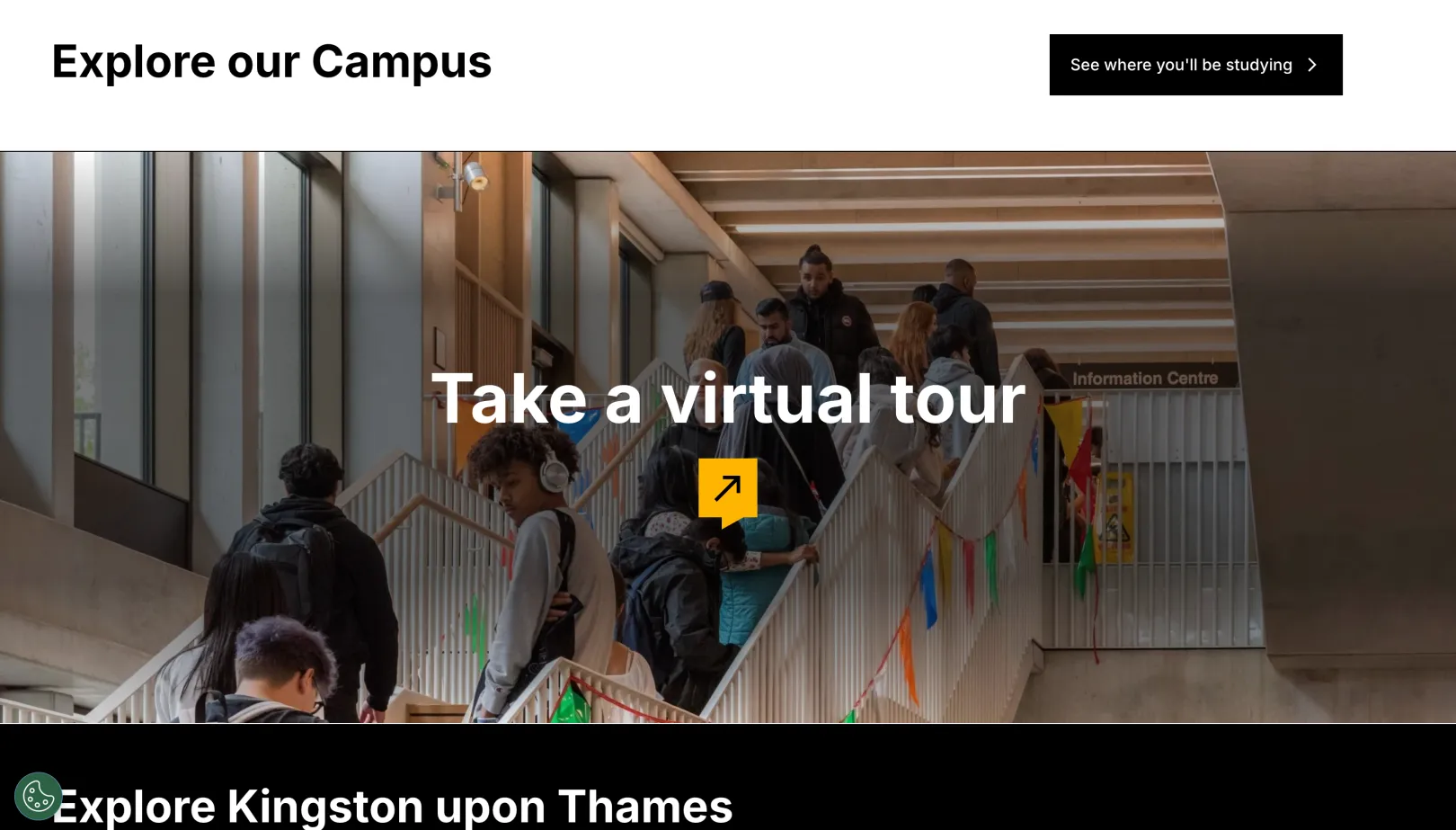 Kingston University Webpage with Virtual tour of the campus