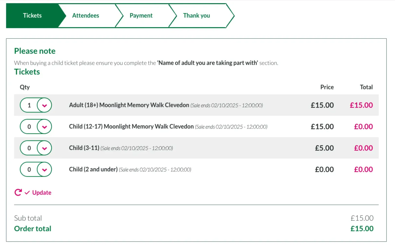 Donation form result