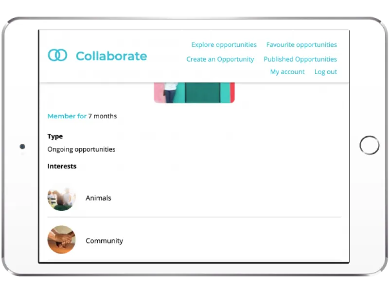 A screenshot of the Collaborate website
