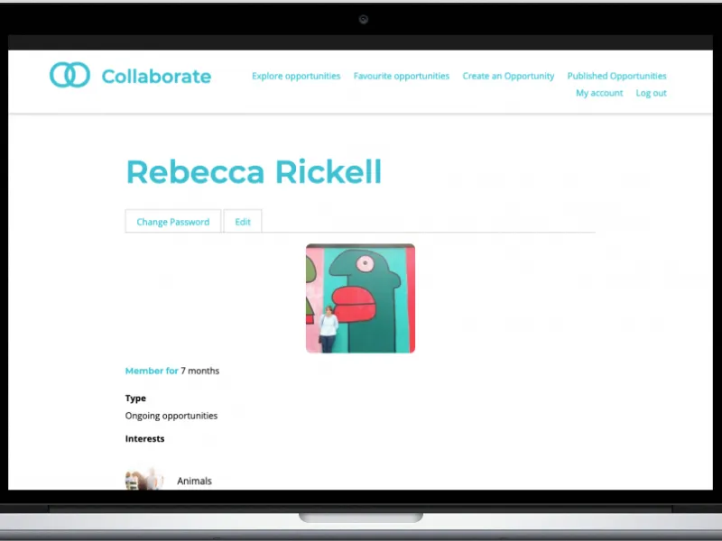 A screenshot of the Collaborate website