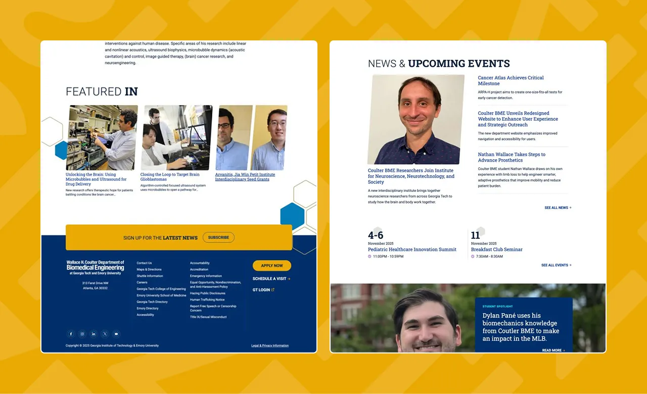 screenshot from BME website