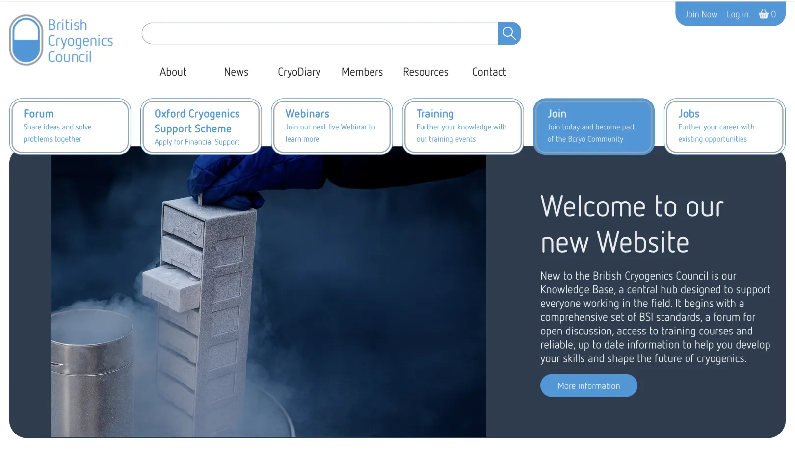 homepage of the website 