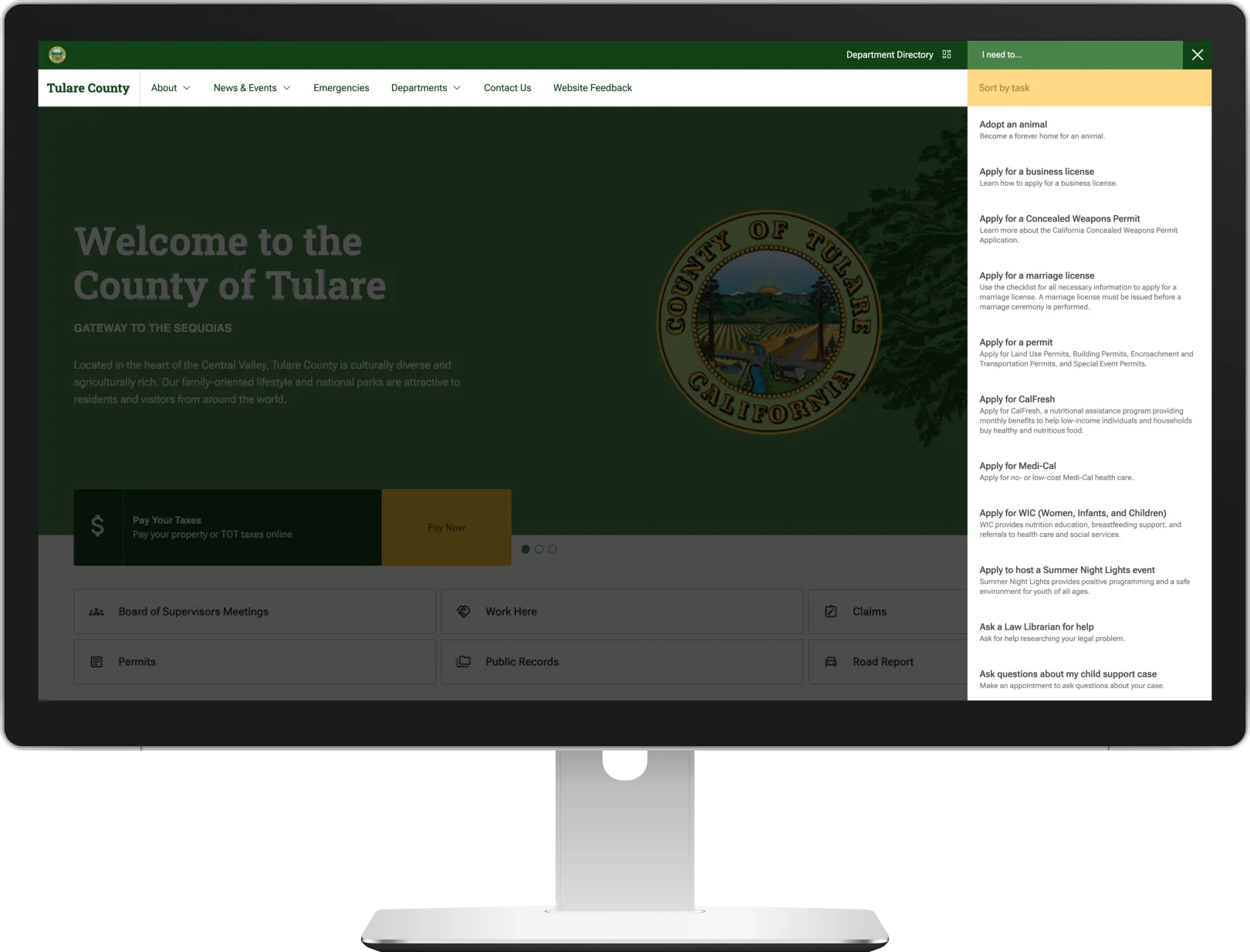 The task based filter dialog on a monitor screen.