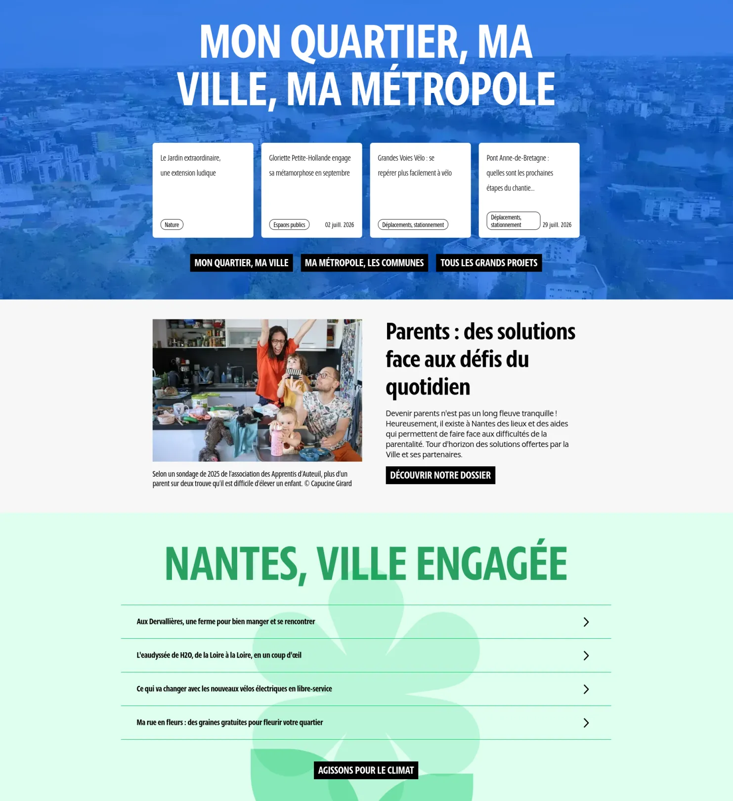 Nantes Métropole - Homepage sections