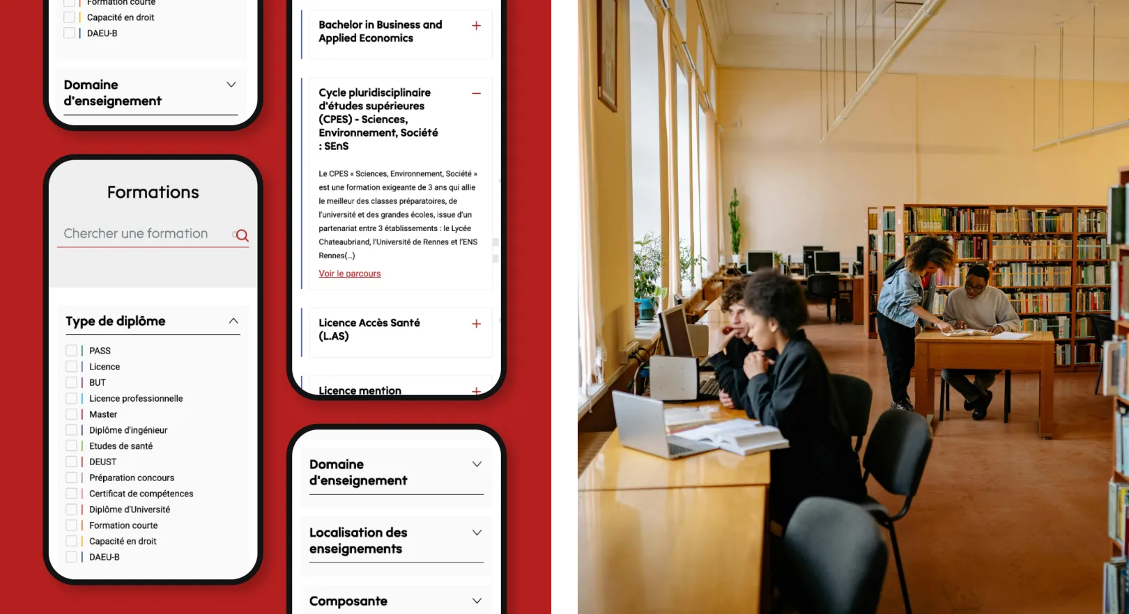 Montage d'images mobiles de la recherche de formation et du système de filtres