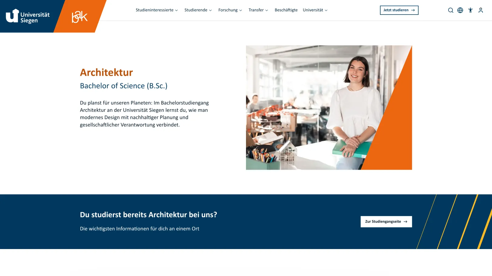 University of Siegen Website Study Program Page