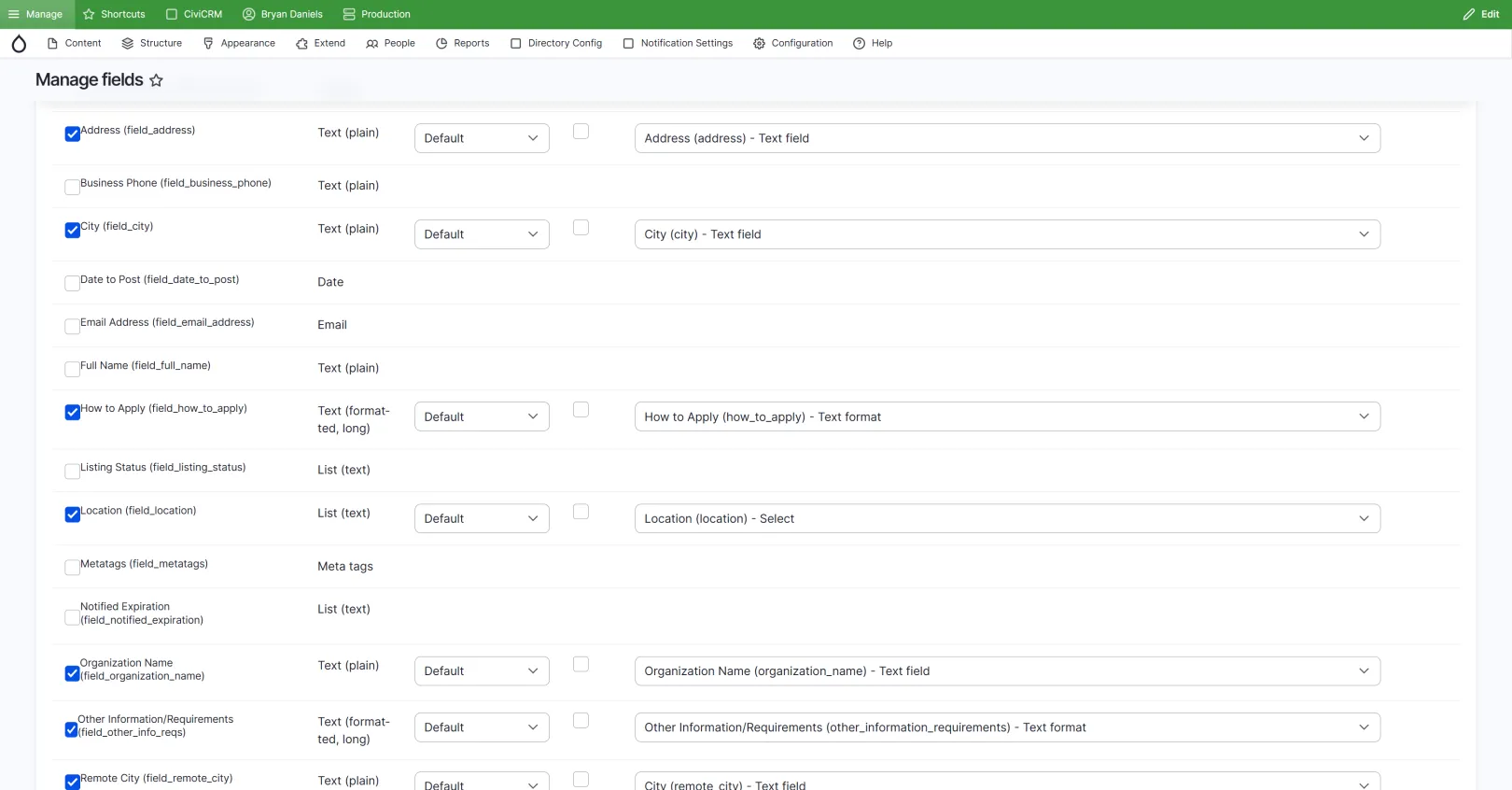 webform content creator fields showing how form fields map to Drupal content fields