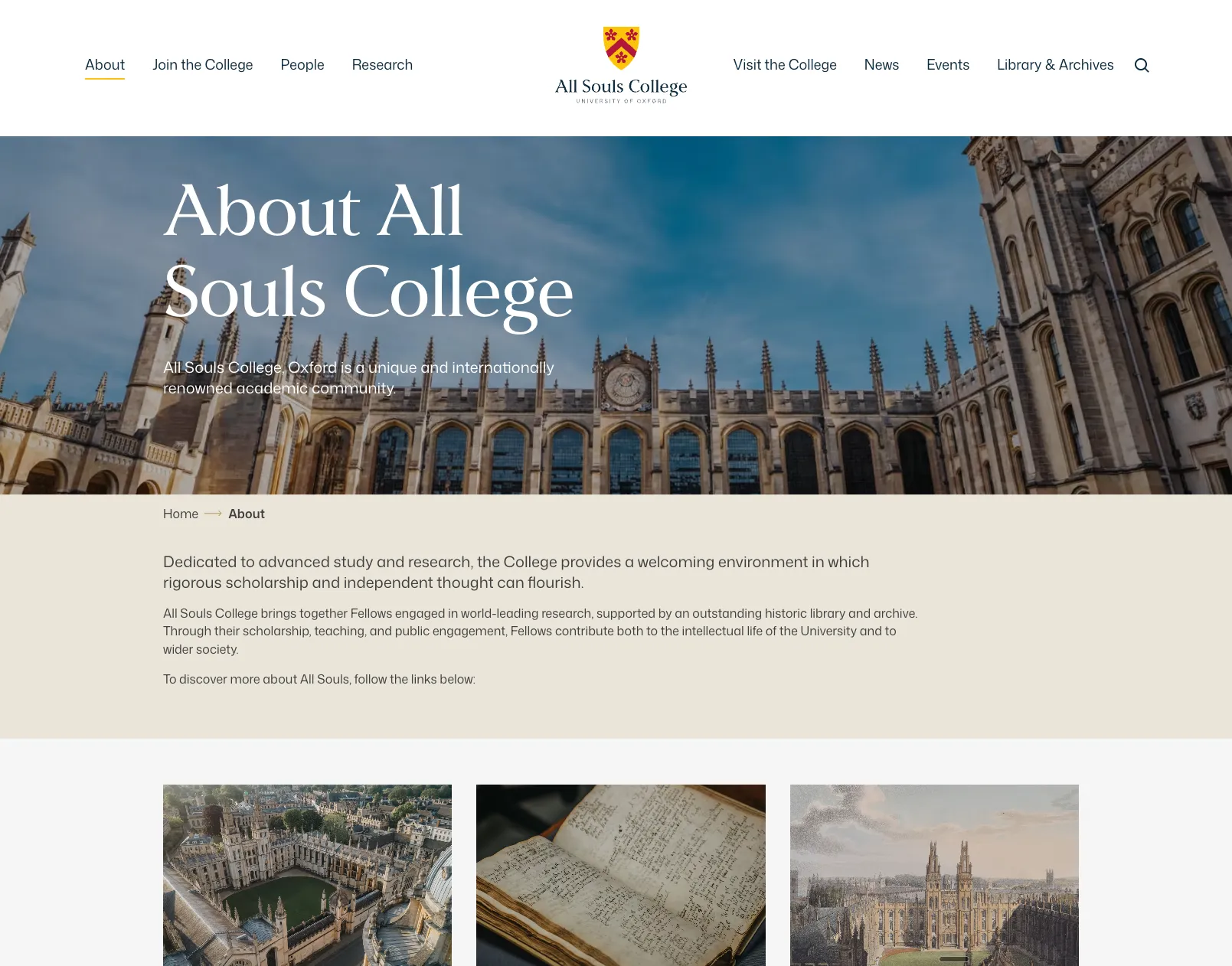 About All Souls College webpage 