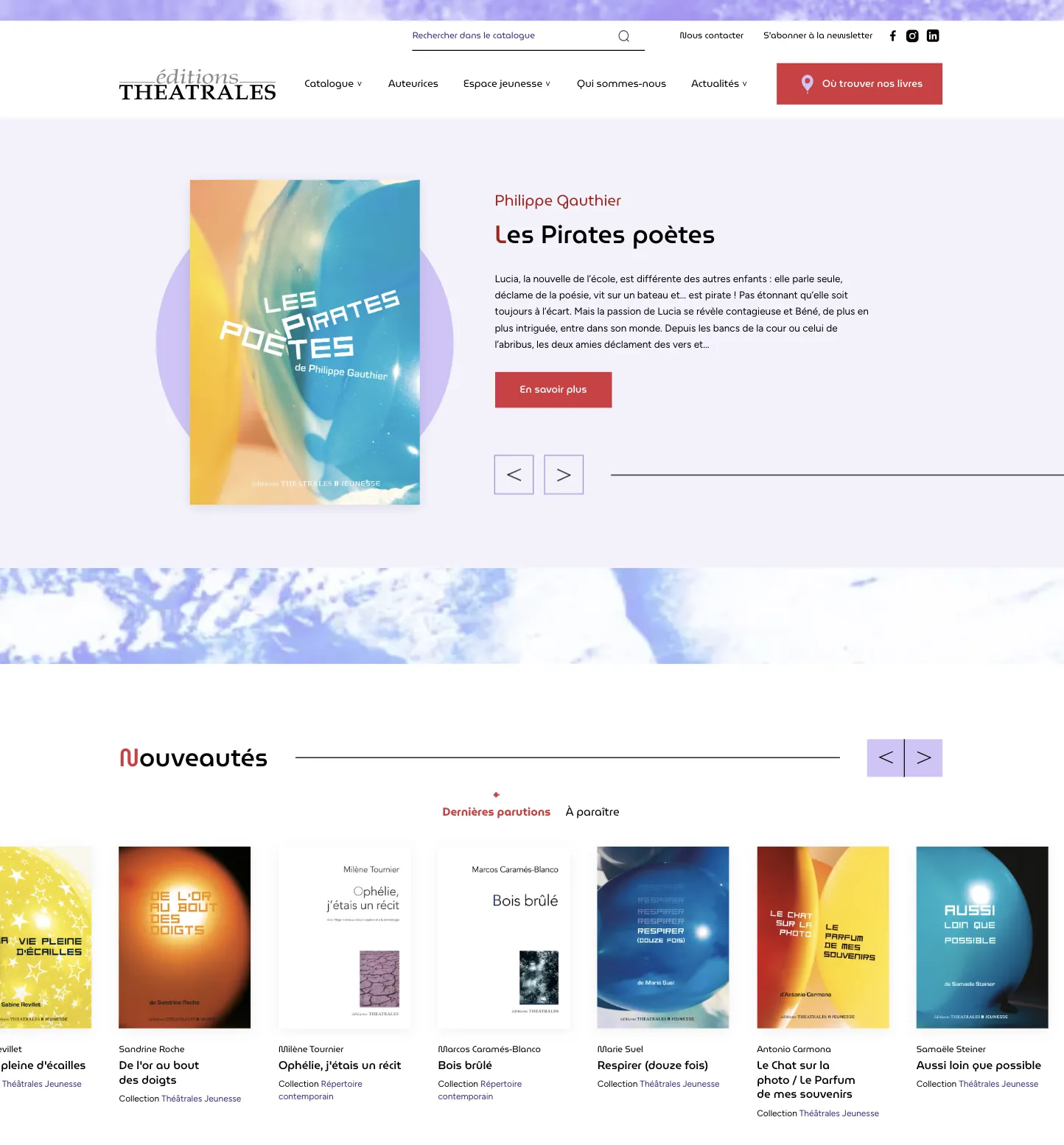 Screenshot of the éditions Théâtrales website