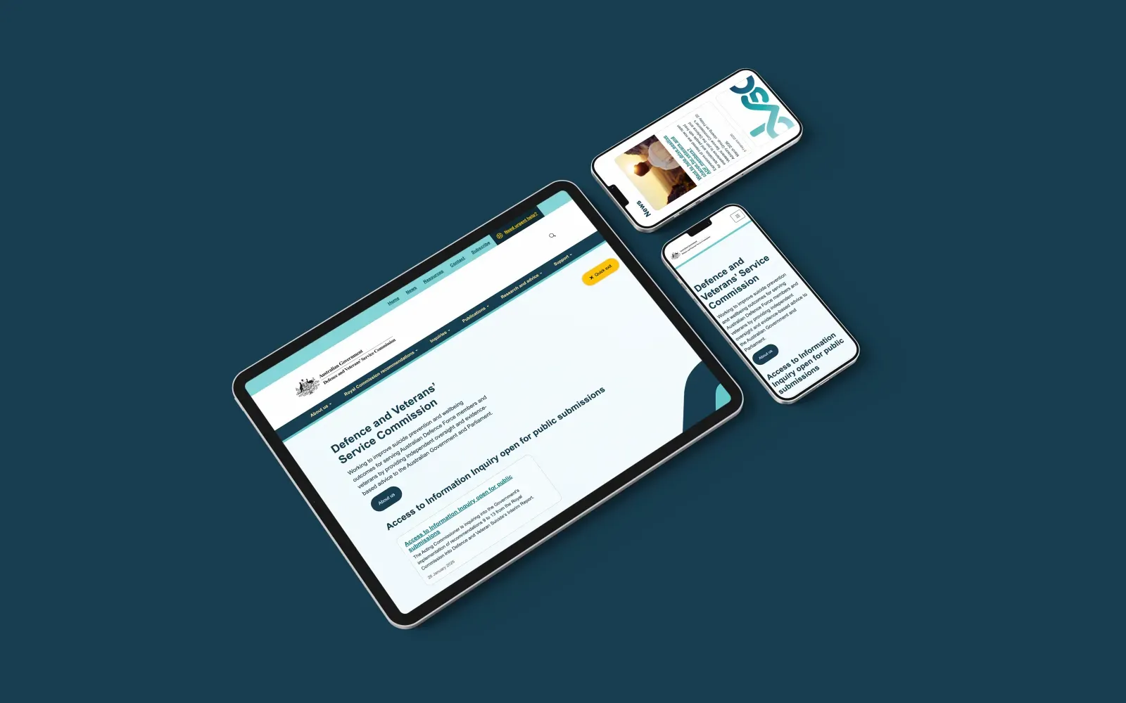 Defence and Veterans' Service Commission site on devices