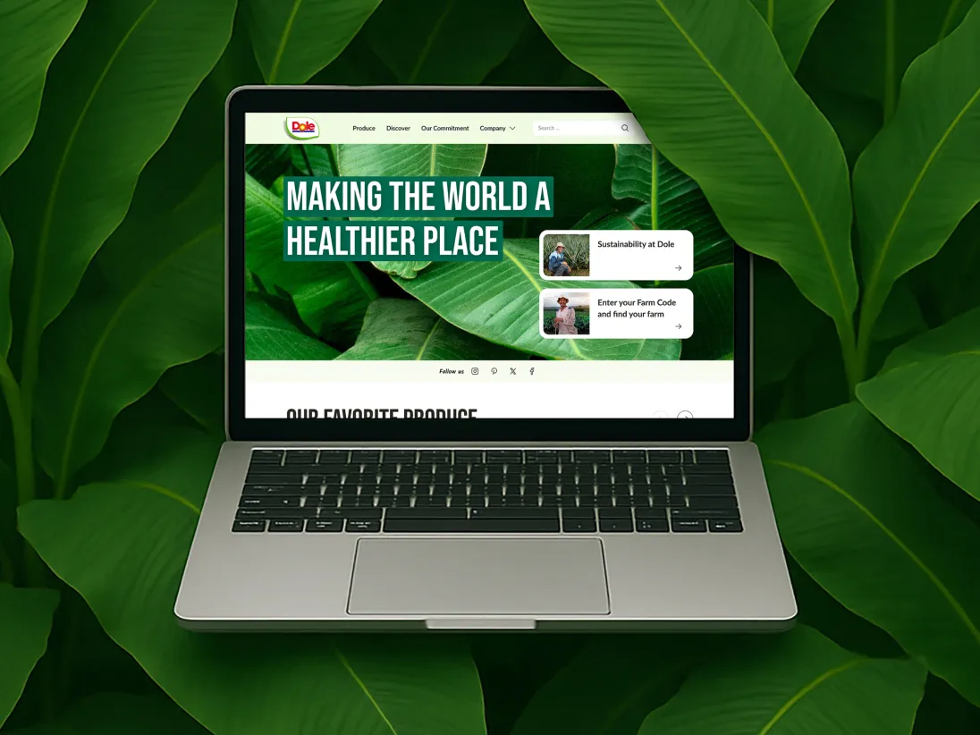 Website of Dole, provided as a mockup on laptop display