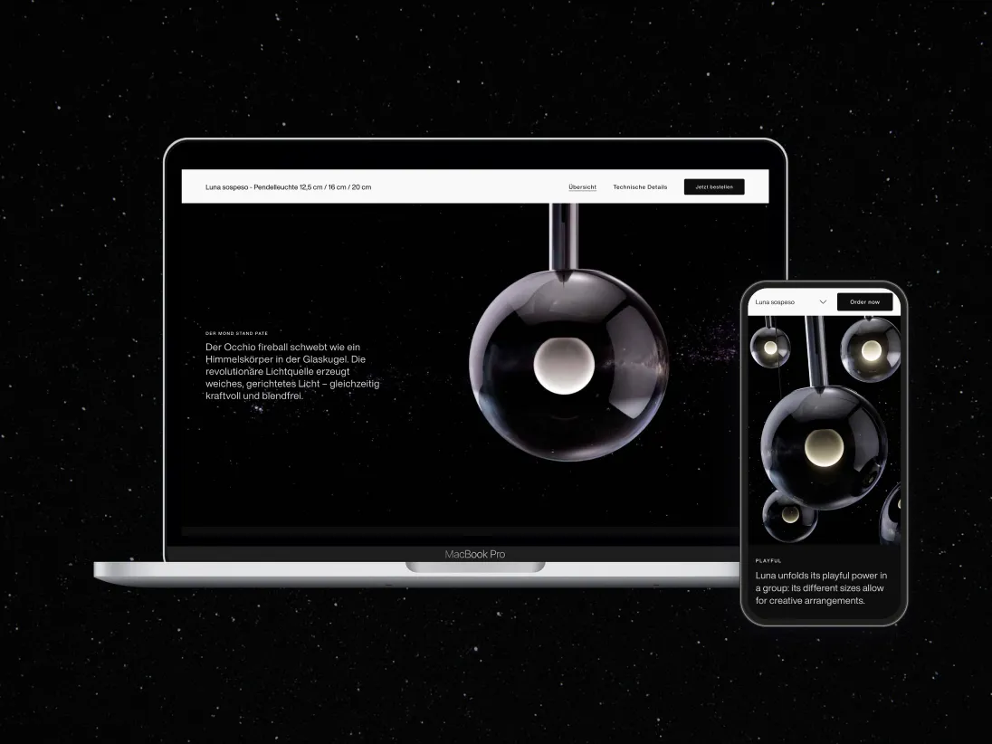 Mockup with two screens laptop and smartphone showcasing features of the software.