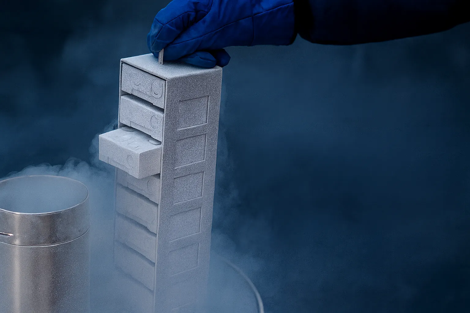 cells being pulled out of liquid nitrogen 